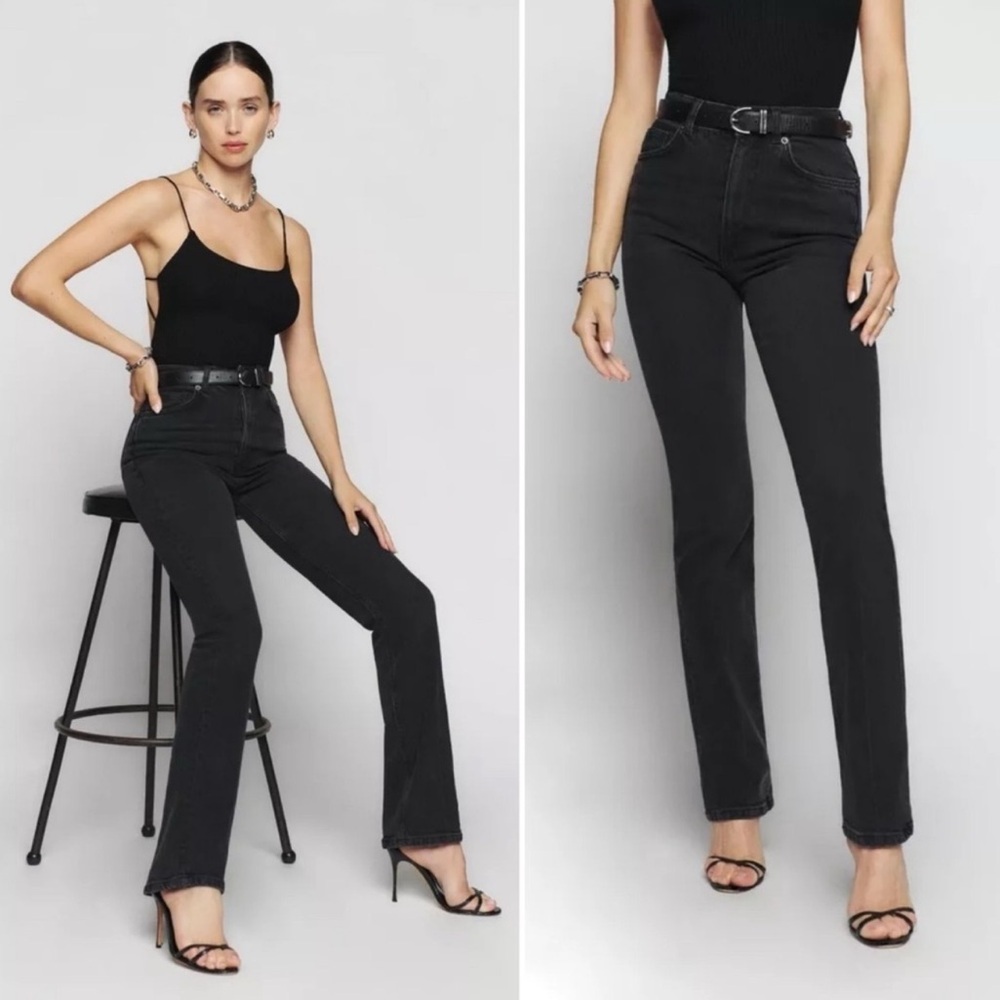 REFORMATION Peyton High Rise Bootcut Black Jeans